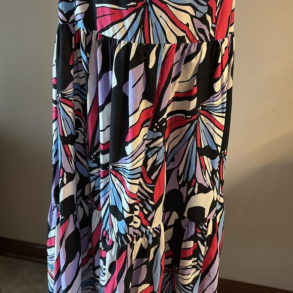 NWT Anthropologie Maeve One Shoulder Multicolor midi ruffled Dress cotton 12 - Picture 5 of 15